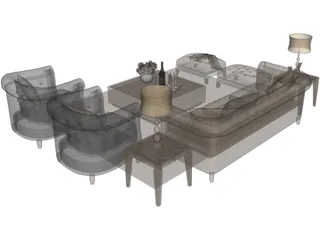 Retro Sofa 3D Model preview