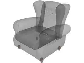 Armchair Old Fashioned 3D Model preview