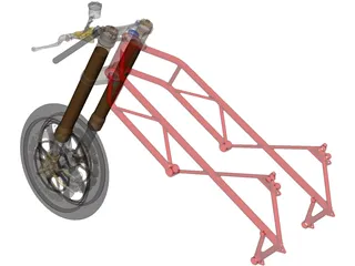 Motorcycle Frame, Wheel and Fork 3D Model preview