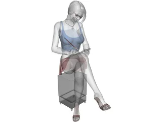 Woman Writing 3D Model preview