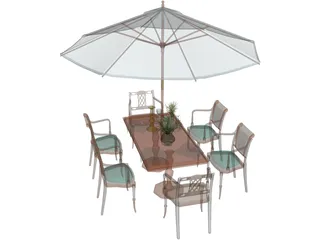 Chairs and Table Garden 3D Model preview