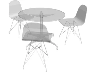 Eames Seatings and Table 3D Model preview