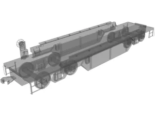 Flat Bed Train Carriage 3D Model preview
