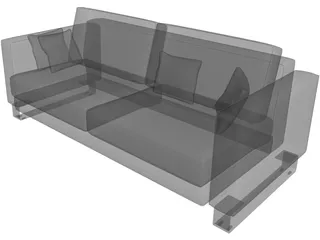 Sofa with Pillows 3D Model preview