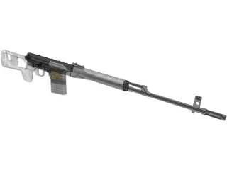 SVD Dragunov Sniper Rifle 3D Model preview