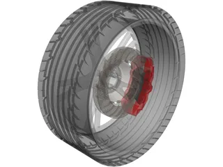 Wheel/Tire with Caliper and Rotor 3D Model preview