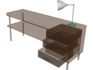 Table and Lamp 3D Model preview