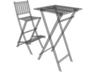 Bar Chair and Table 3D Model preview