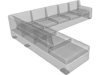 Round Exterior Sofa 3D Model preview