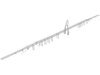 Cable Stayed Bridge 3D Model preview