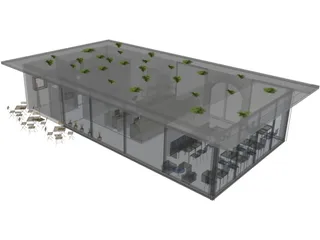 Modern Cafe Building 3D Model preview
