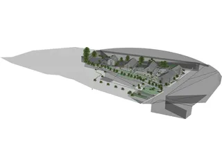 Settlement with 12 Buildings 3D Model preview