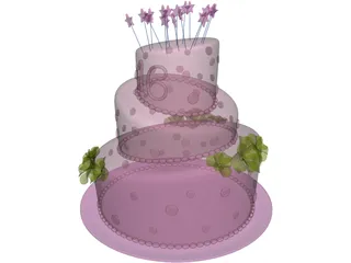 Cake Sweet 16 3D Model preview