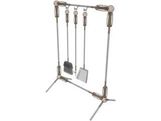 Fire Place Tools and Rack 3D Model preview