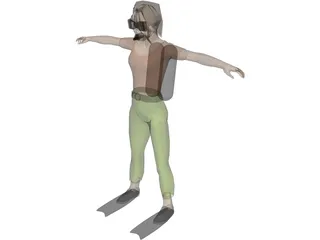 Woman Swimmer 3D Model preview