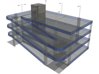 Garage Parking Four Level 3D Model preview
