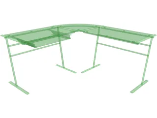 Desk Glass Top Contemporary 3D Model preview
