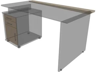Black Desk 3D Model preview