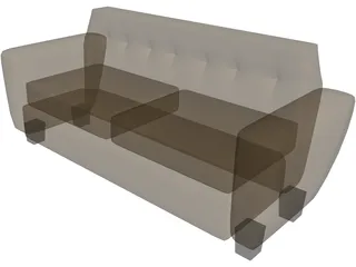 Couch Leather Art Decco 3D Model preview
