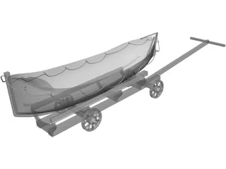 Lifeboat with Trailer 3D Model preview