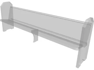 Church Pew Simple 3D Model preview