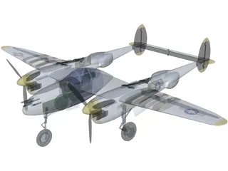 Lockheed P-38 Lightning 3D Model preview