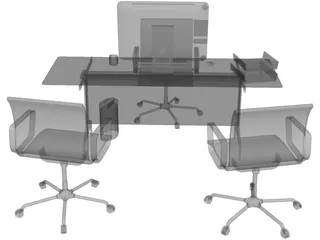 Office Desk and Chairs 3D Model preview