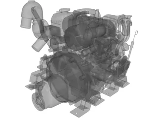 Yanmar 2cyl Engine 3D Model preview