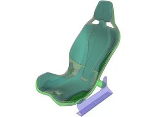 Carbon Fiber Seat with Rails 3D Model preview