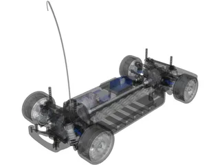 Tamiya TT01 RC Car Chassis 3D Model preview
