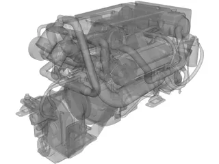 Yanmar Marine Engine Diesel 8LV 320HP 3D Model preview