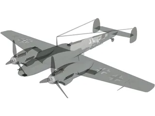 Messerschmitt BF-110 Winter Camo 3D Model preview