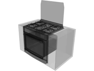 Stove Built-in 5 Burner 3D Model preview