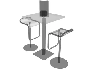 Barstool with Table 3D Model preview