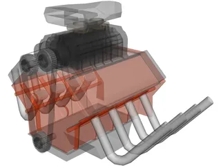 Funny Car Engine 3D Model preview