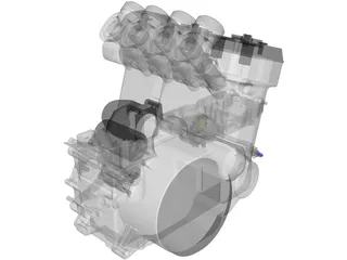 Kawasaki Engine and Sump 3D Model preview