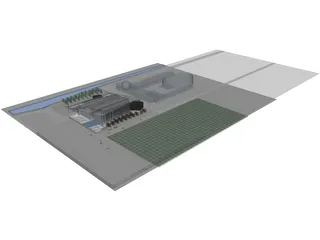 Factory Building 3D Model preview