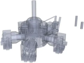 Liney Halo Radial Steam Engine 3D Model preview