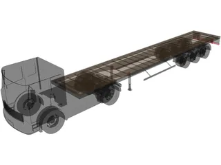 Flat Bed Truck 3D Model preview