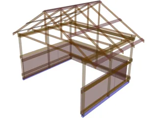 Shed Framing Run-in 3D Model preview