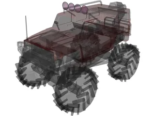Hummer H3 4x4 Monster Truck 3D Model preview