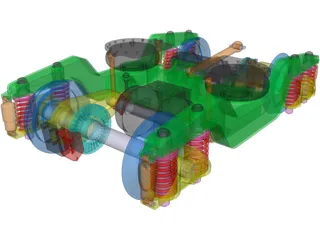 2 Axle Traction Rail Bogie 3D Model preview