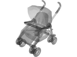 children Baby Carriage 3D Model preview