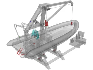 Davit and Inflatable Boat 3D Model preview