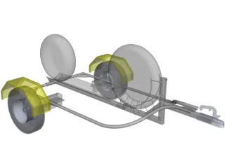 Collapsible Motorcycle Trailer 3D Model preview