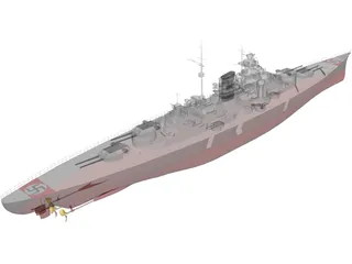 Battleship Tirpitz 3D Model preview