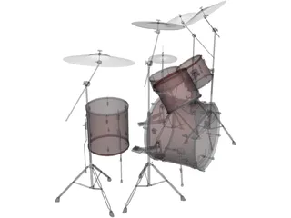 Pearl Drum Kit 3D Model preview