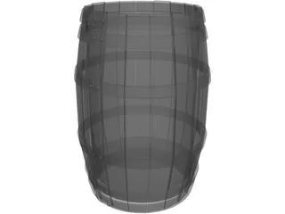 Wooden Barrel with Lids 3D Model preview