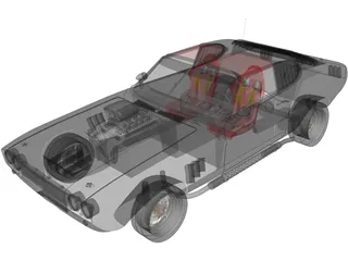 Ford Capri Muscle Car 3D Model preview