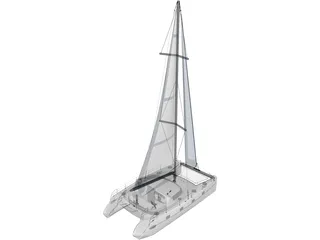 Catamaran Boat 3D Model preview